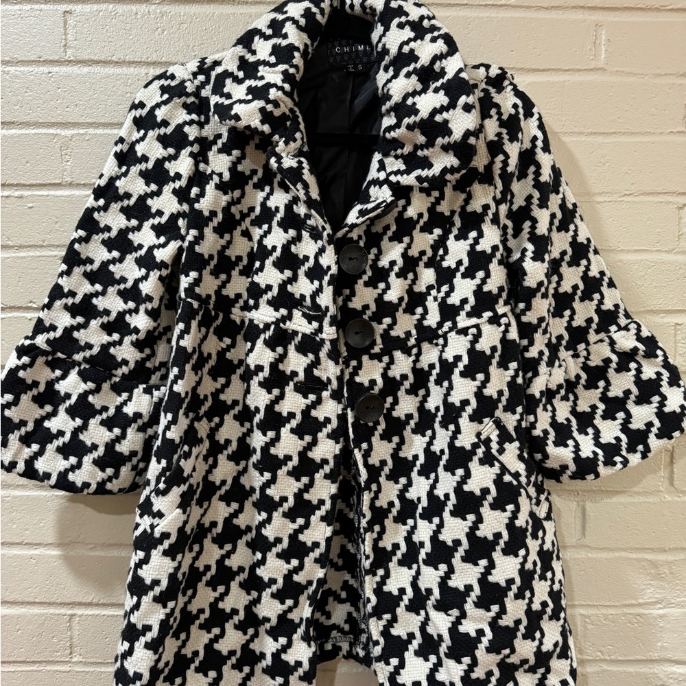 Houndstooth Peacoat Chime Size Small with Bow